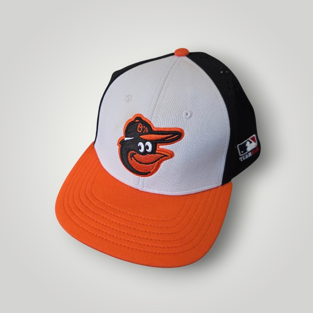 Baltimore Orioles‎ Baseball Fitted Cap Sz S/M Orange Black Team MLB Flex Fit Hat